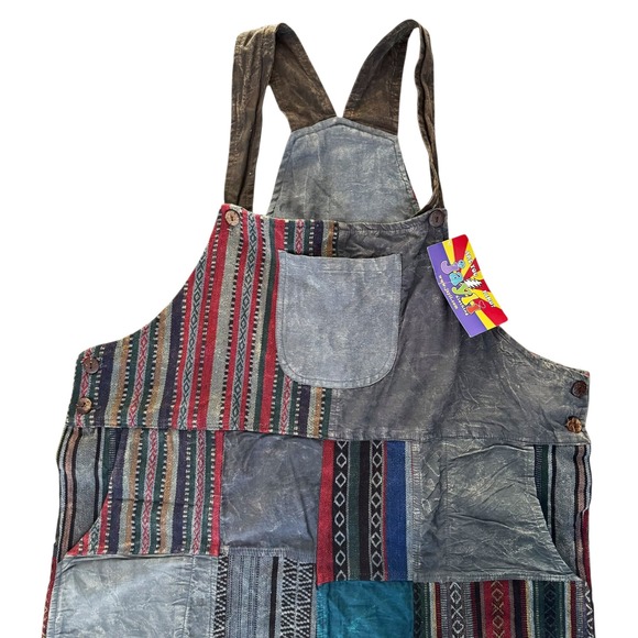 Jayli Vintage Bohemian Patchwork Wide Leg Overalls Boho Festival Hippie NWT New - Picture 5 of 15